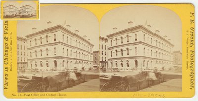 Stereograph of the Post Office and Custom House Before the Chicago Fire of 1871, 1871 by P.B. Greene